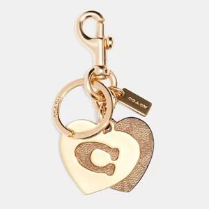 Coach Signature Hearts Keyring NWT
